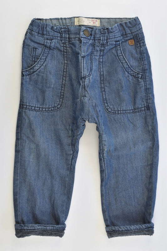 Zara Size 1 (12/18 months, 86 cm) Lined Lightweight Baggy Denim Pants