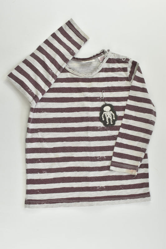 Zara Size 1 (12/18 months) Striped Skeleton Top