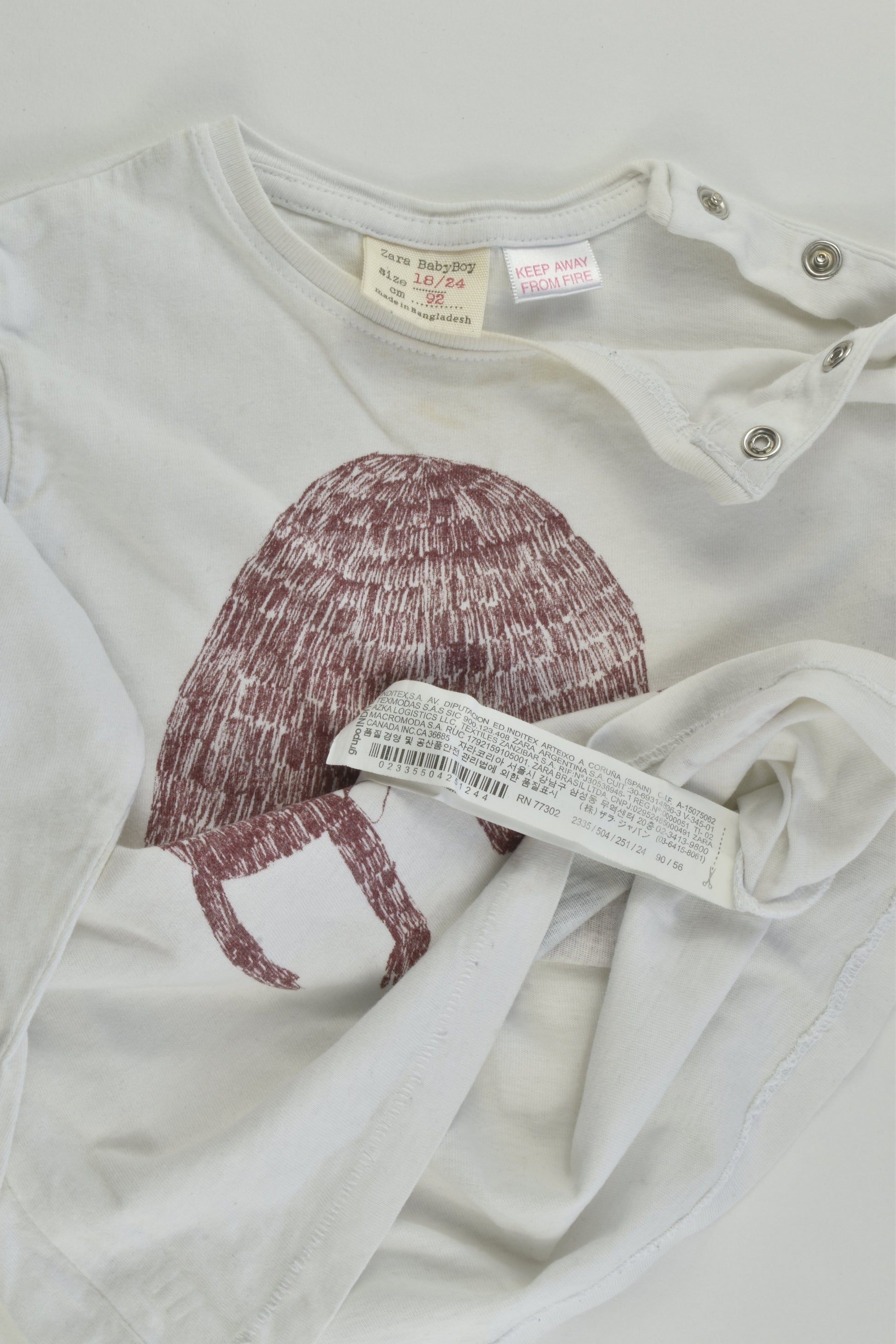 Zara Size 2 (18/24 months, 92 cm) 'Woof' Top