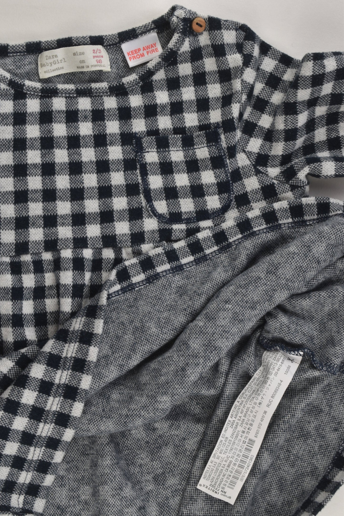 Zara Size 2/3 (98 cm) Checked Winter Dress