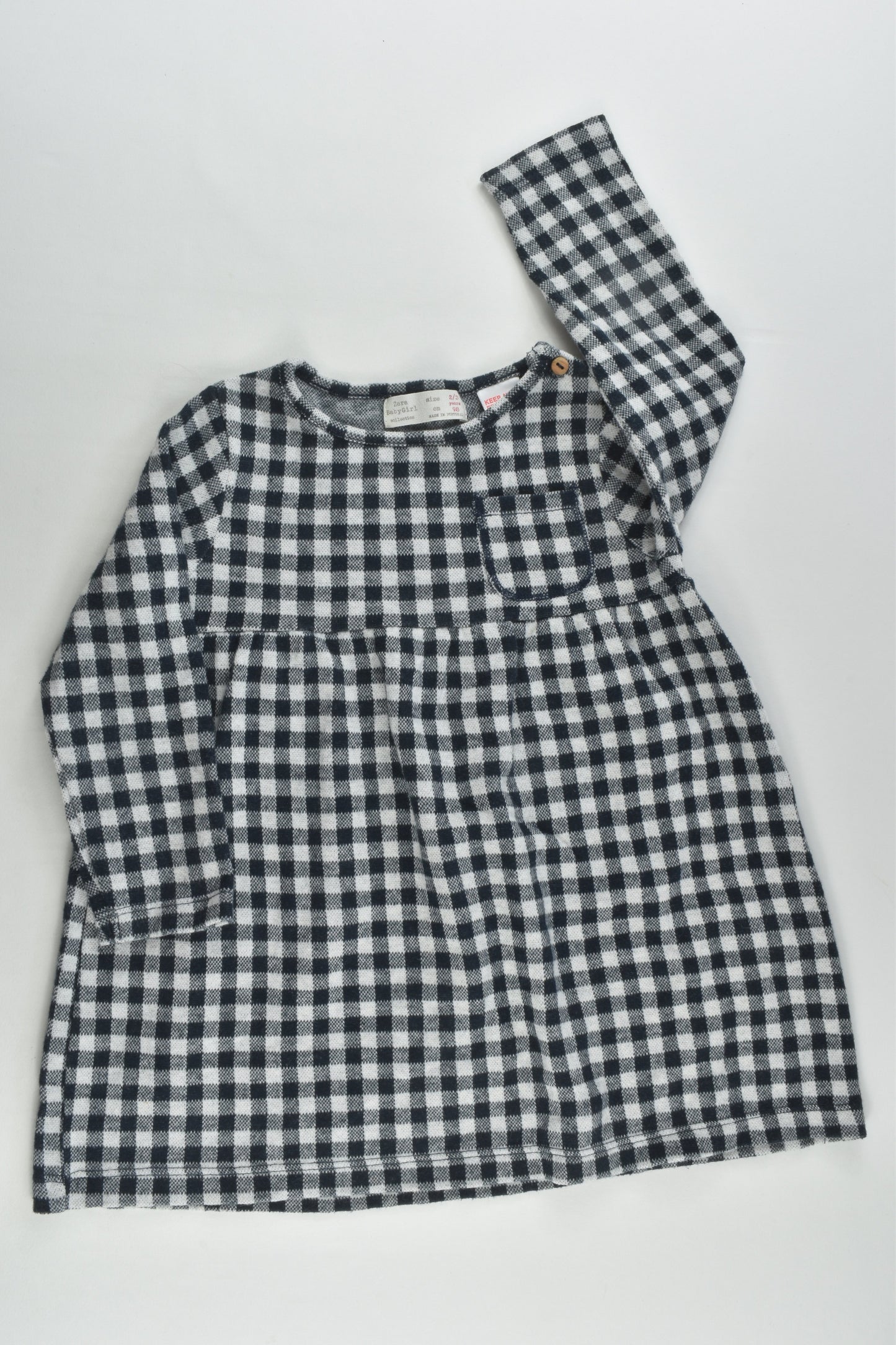 Zara Size 2/3 (98 cm) Checked Winter Dress