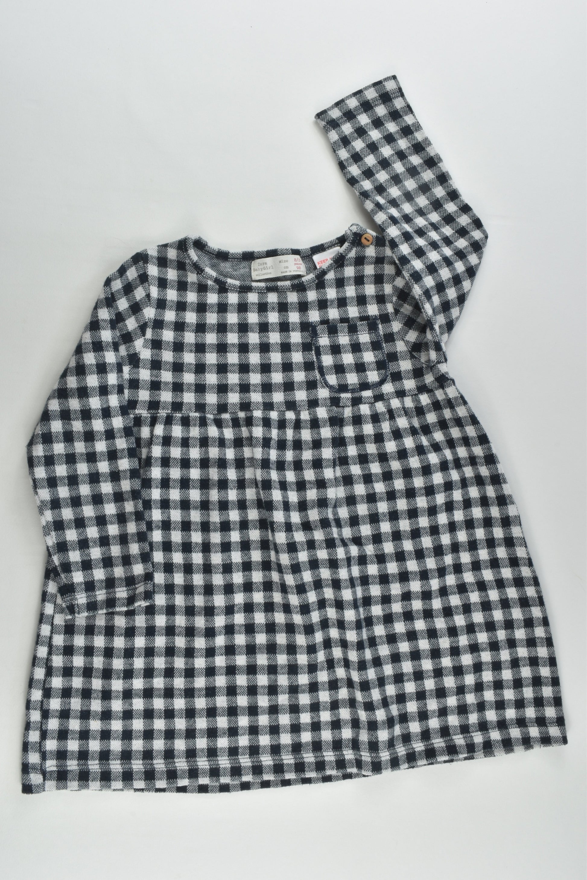 Zara Size 2/3 (98 cm) Checked Winter Dress