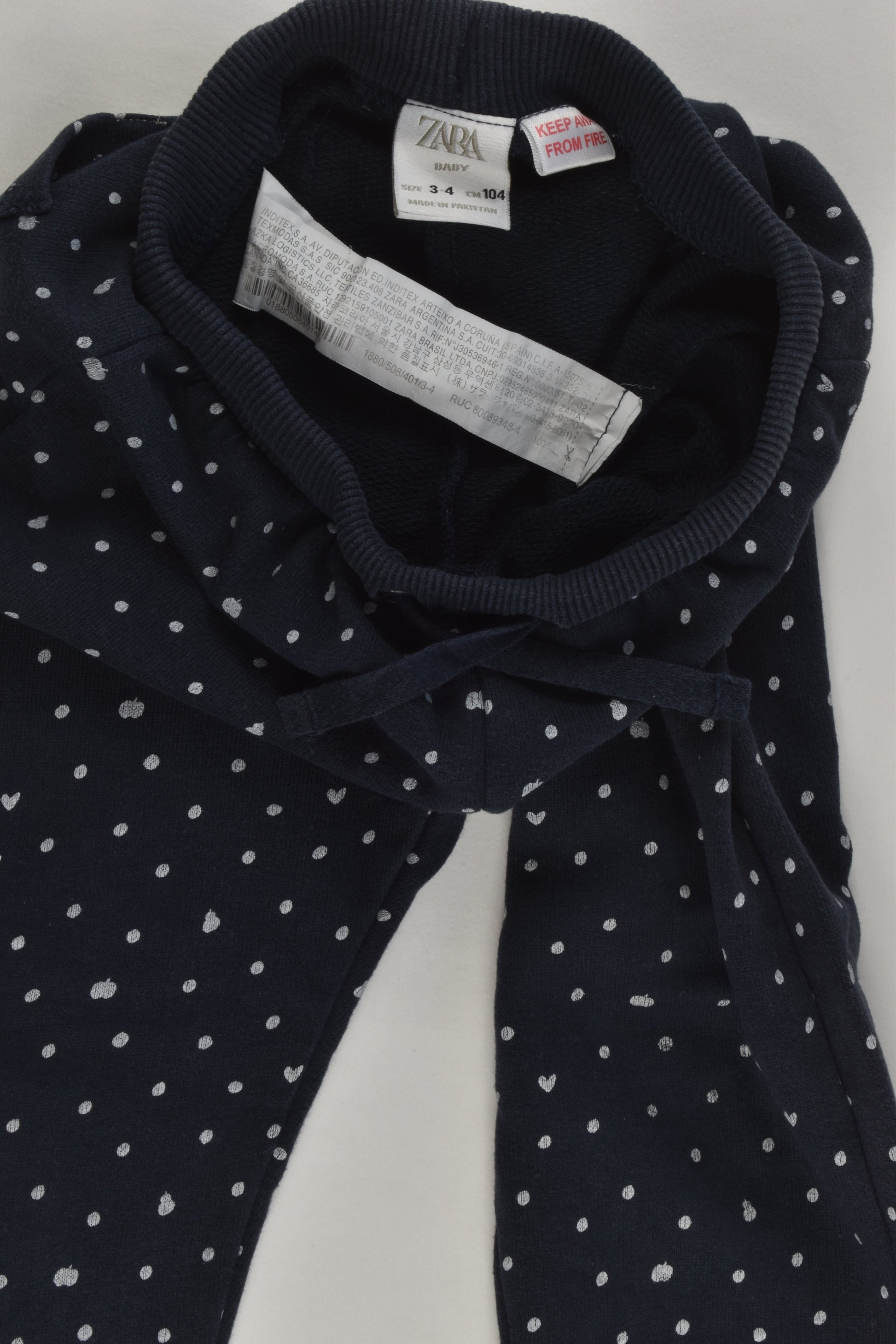 Zara Size 3-4 (104 cm) Dots and Love Hearts Track Pants
