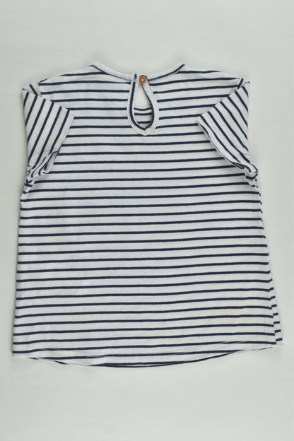 Zara Size 3-4 (104 cm) Striped Love Heart T-shirt