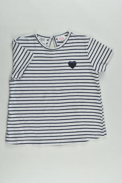 Zara Size 3-4 (104 cm) Striped Love Heart T-shirt