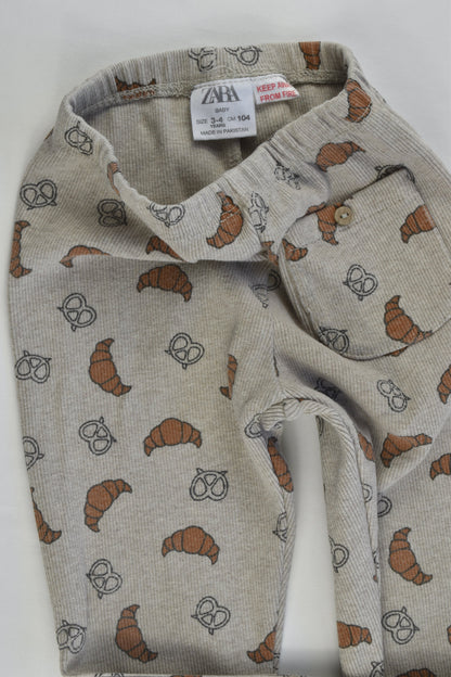 Zara Size 3-4 Ribbed Croissants and Pretzels Pants