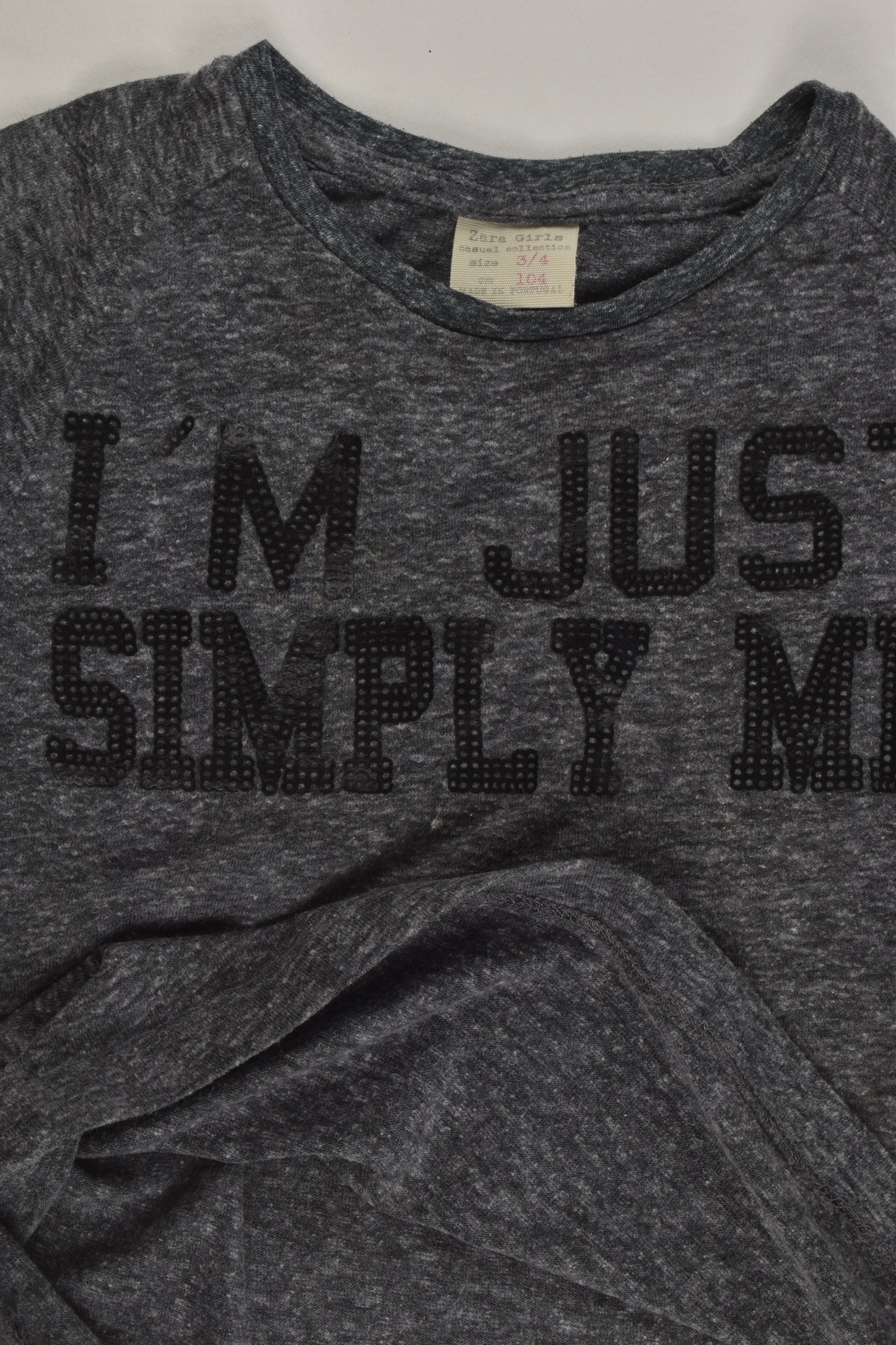 Zara Size 3/4 (104 cm) 'I'm Just Simply Me' Top