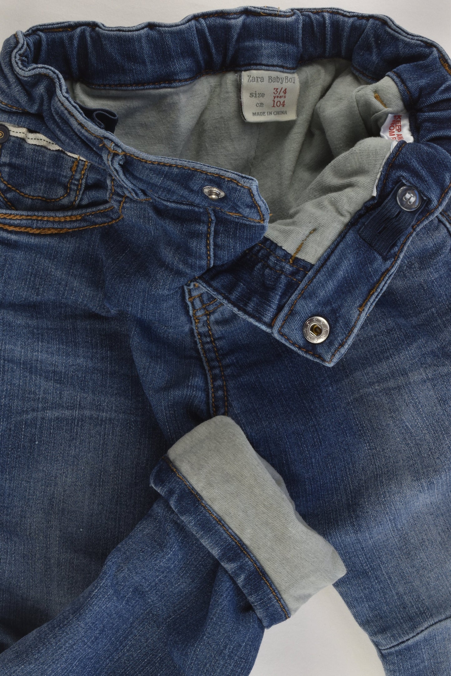 Zara Size 3/4 (104 cm) Lined Soft Denim Pants