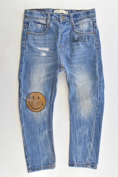 Zara Size 3/4 (104 cm) Smiley Happy Collection Denim Pants