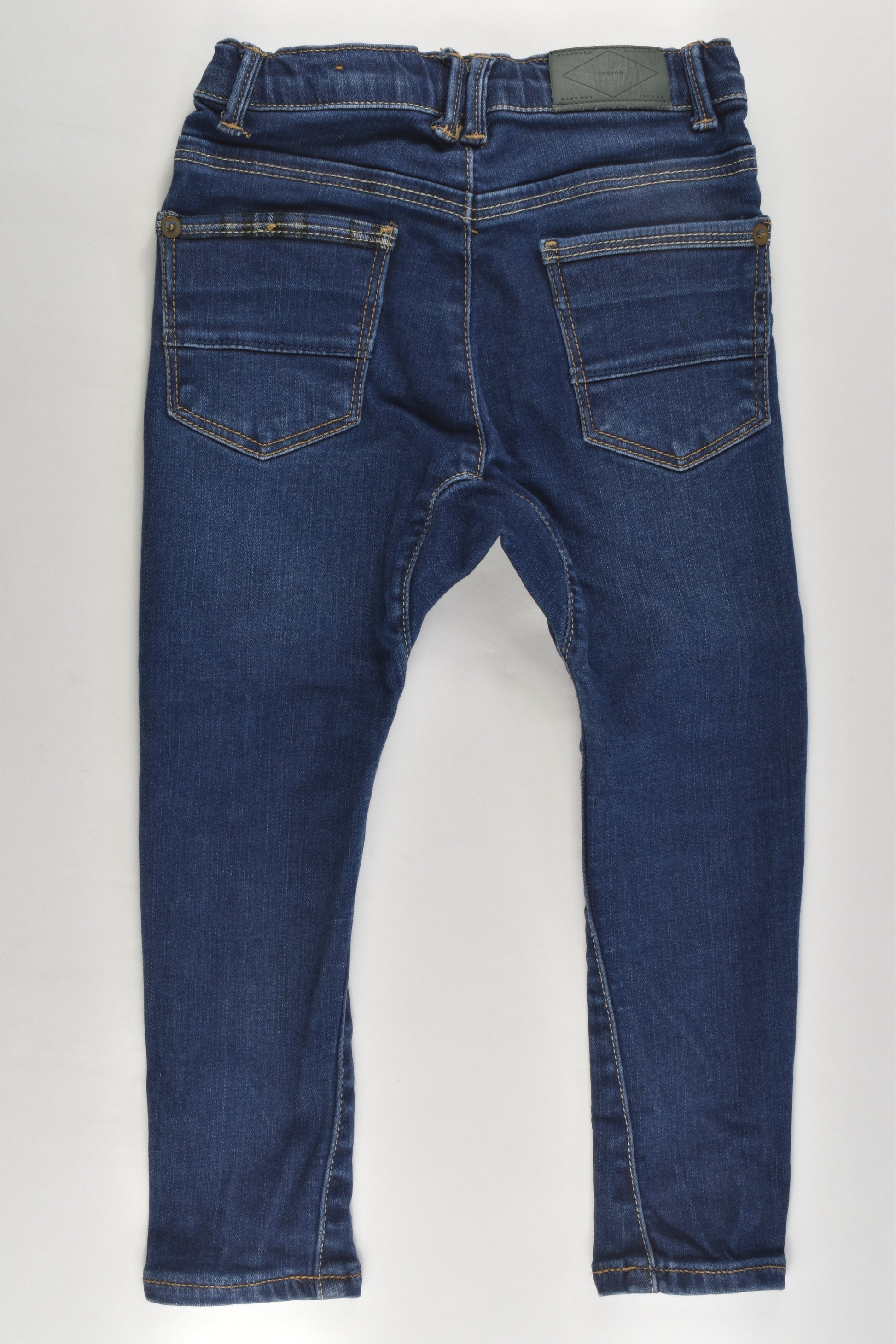 Zara Size 3/4 Stretchy Denim Pants with Checked Details