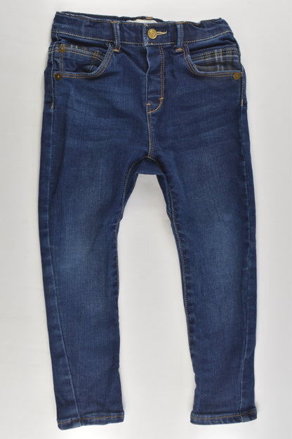 Zara Size 3/4 Stretchy Denim Pants with Checked Details