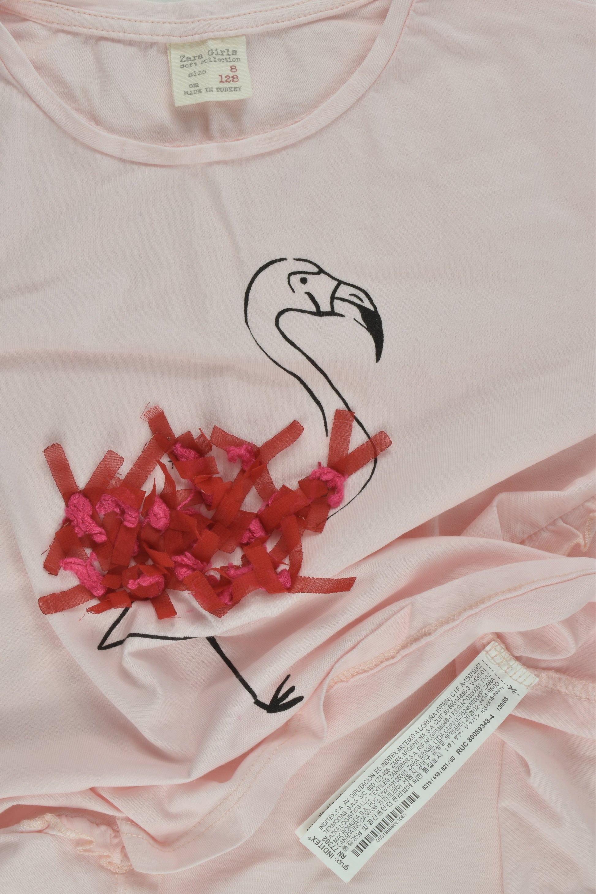 Zara Size 8 (128 cm) Flamingo T-shirt