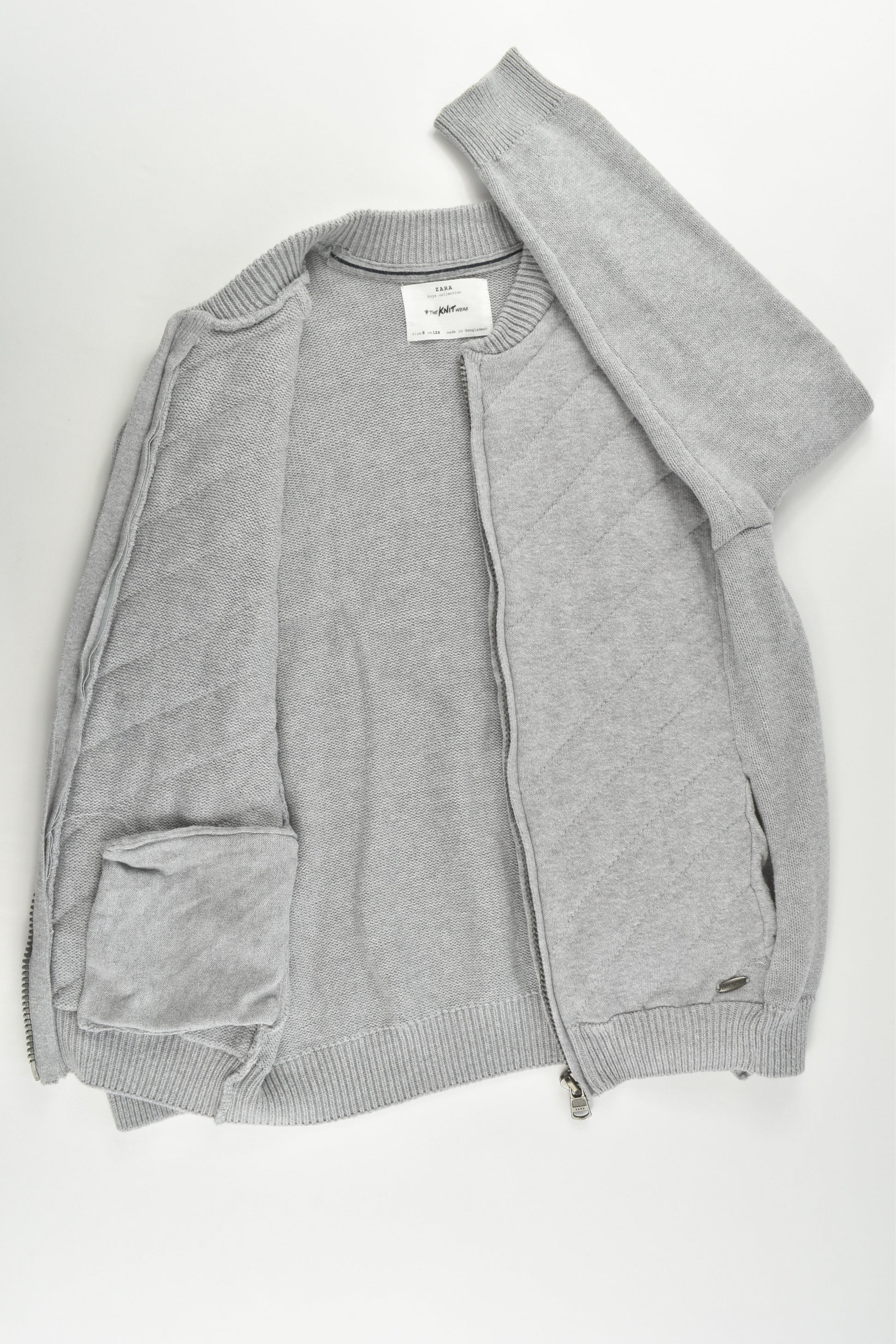 Zara Size 8 (128 cm) Grey Knitted Jumper