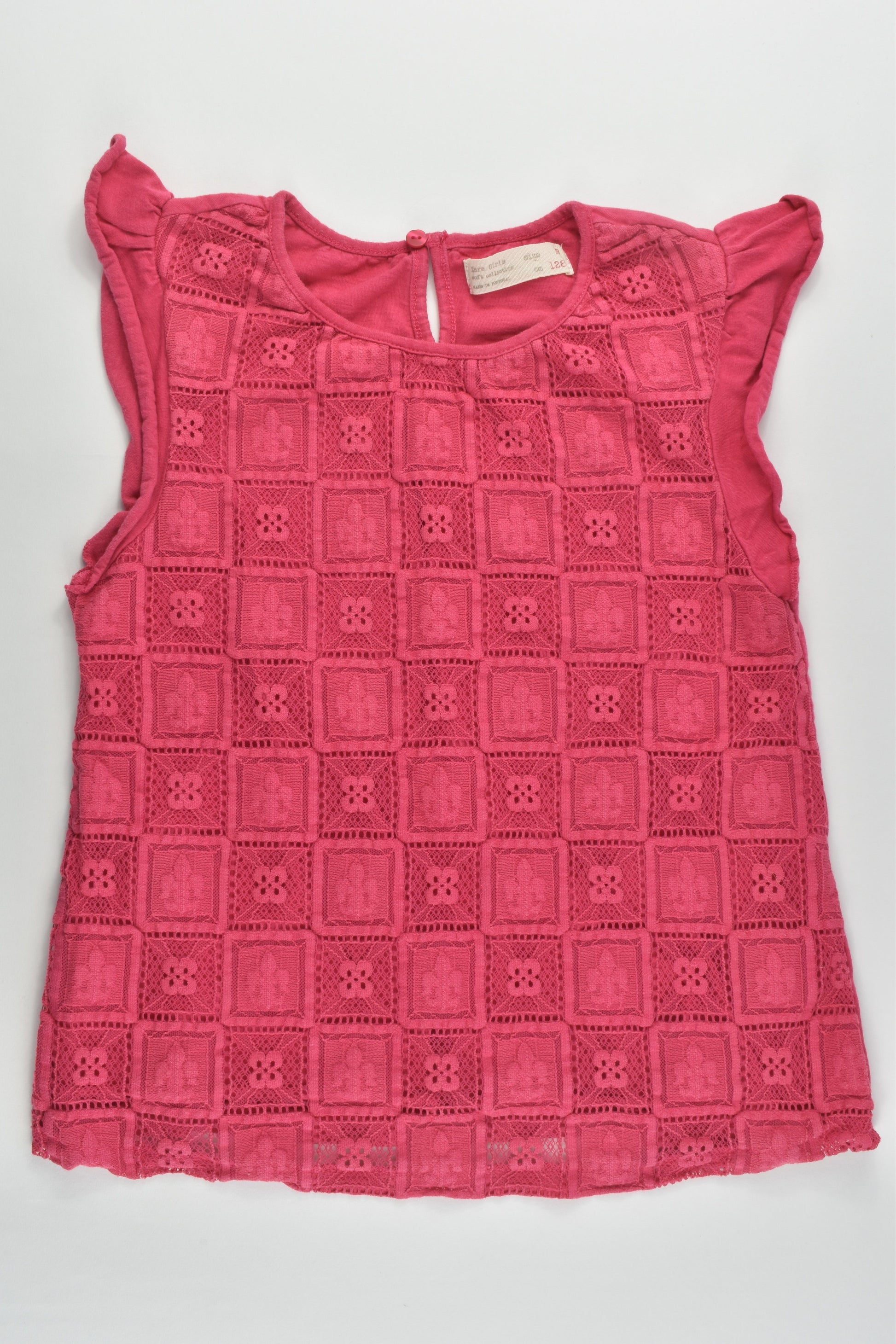 Zara Size 8 (128 cm) Lined Lace T-shirt