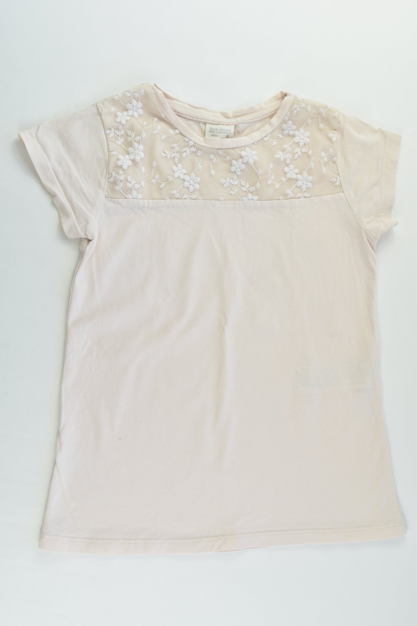 Zara Size 8 (128 cm) T-shirt with Lace Detail