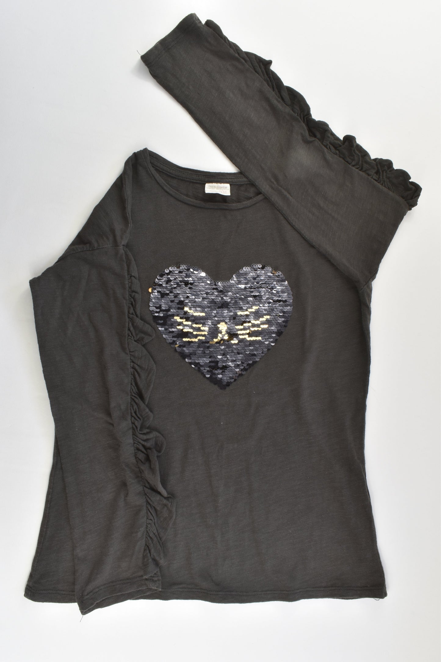 Zara Size 9/10 (140 cm) Reversible Sequins Love Heart Top