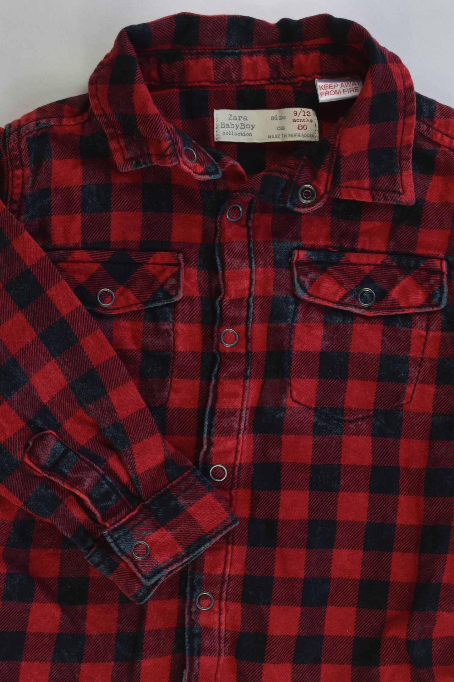 Zara Size 9/12 months (80 cm, 0-1) Checked Winter Shirt