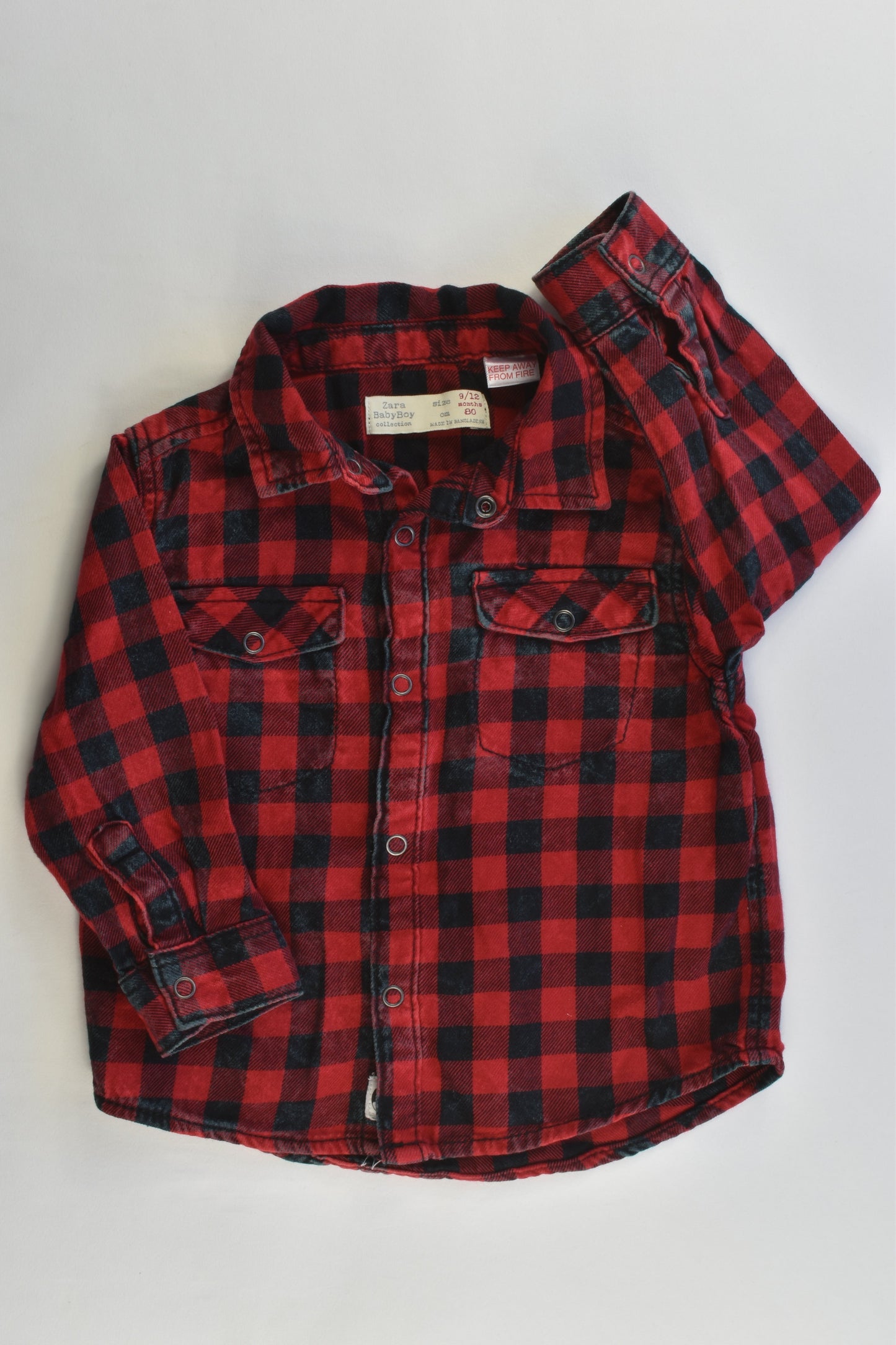 Zara Size 9/12 months (80 cm, 0-1) Checked Winter Shirt