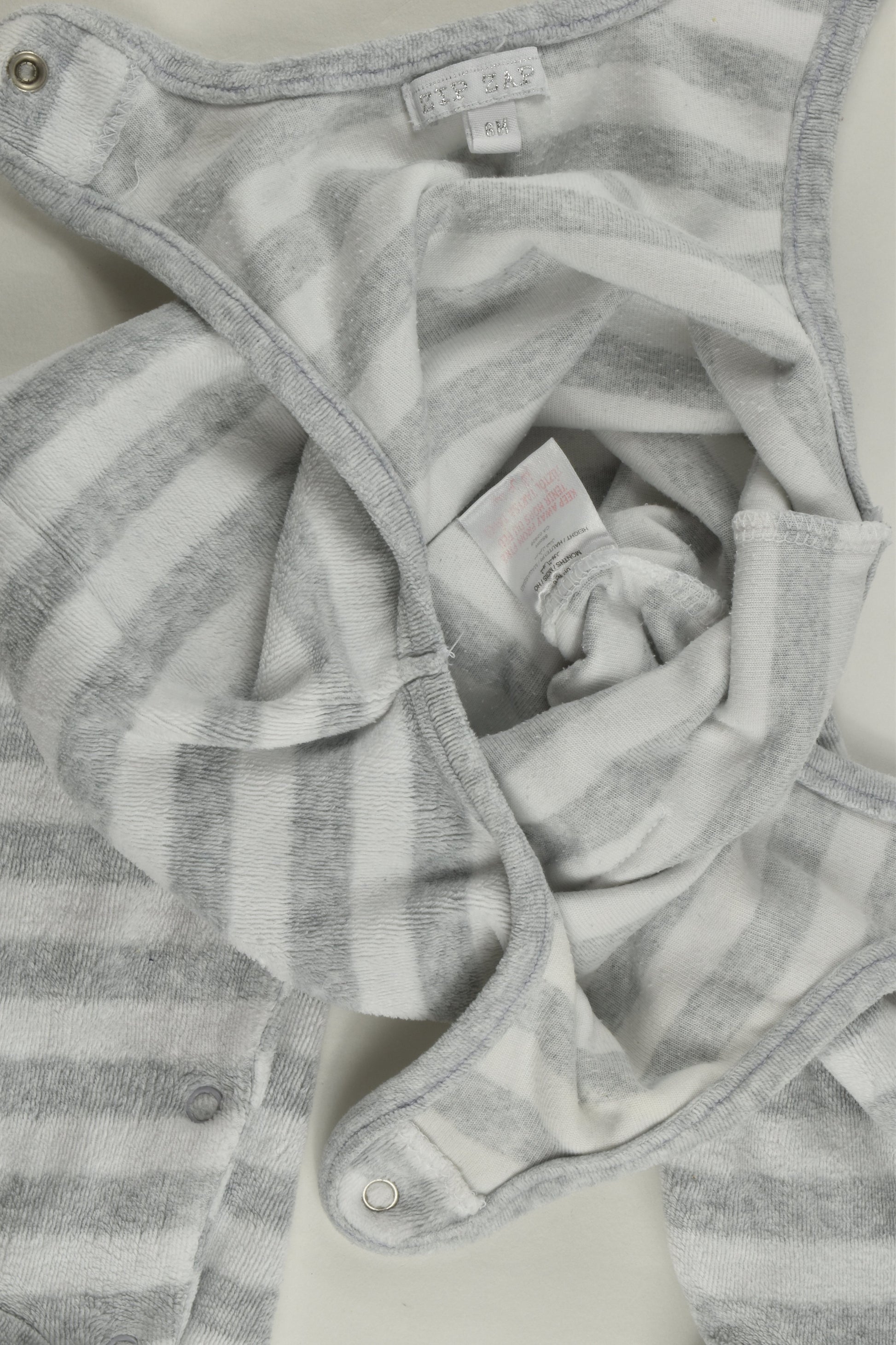 Zip Zap (Spain) Size 00 (6 months, 68 cm) Striped Footed Velour Overalls