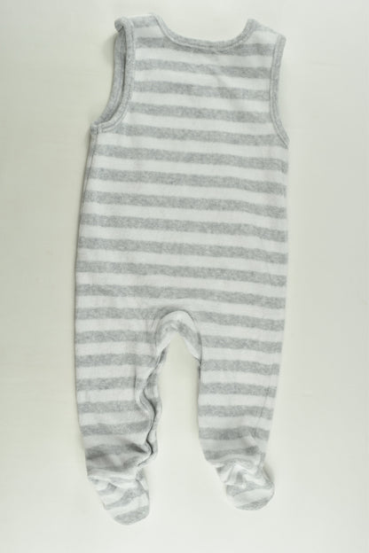 Zip Zap (Spain) Size 00 (6 months, 68 cm) Striped Footed Velour Overalls